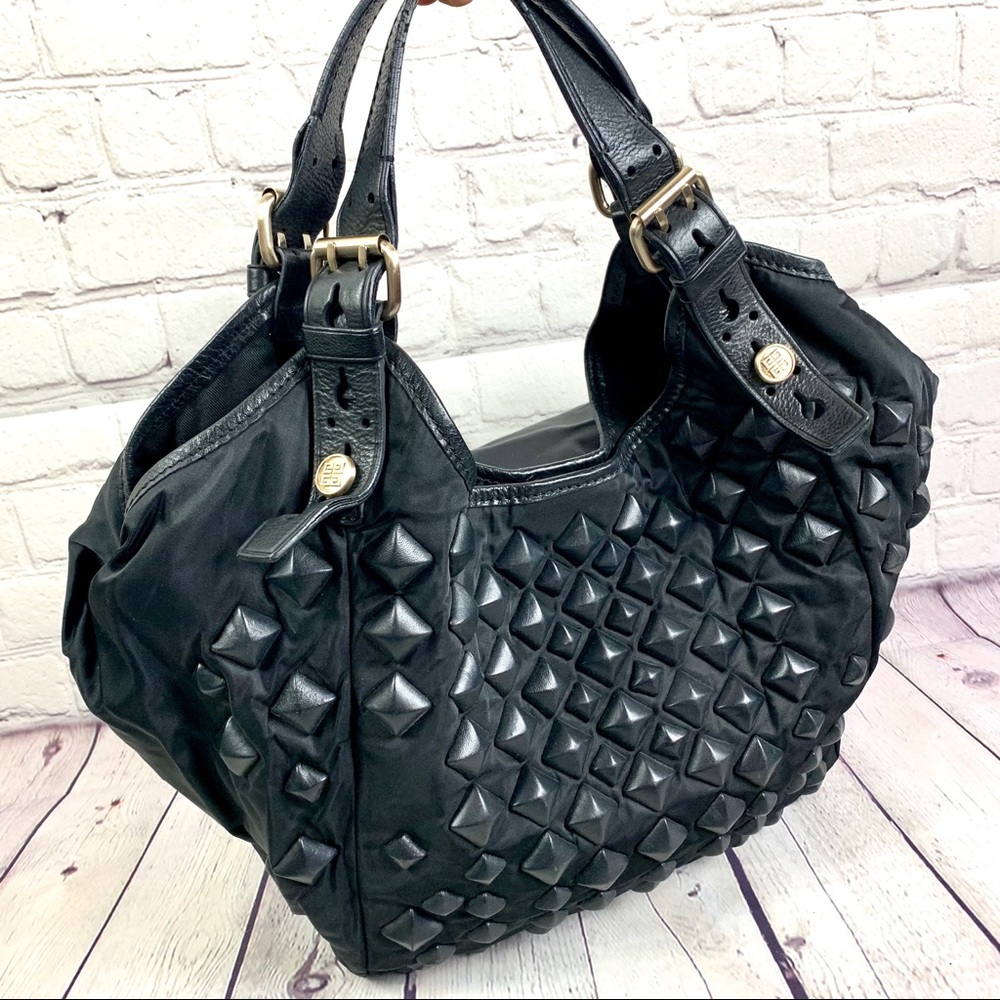 Givenchy Black Nylon Studded Sacca Handbag